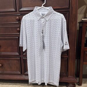 Classic White and Black Striped Polo Shirt